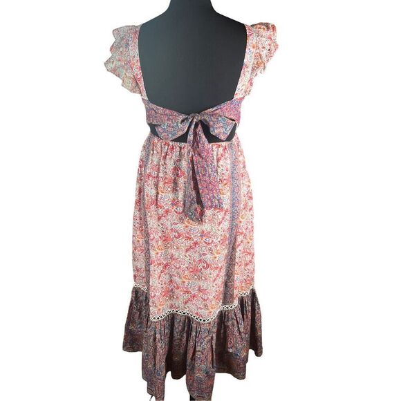 Haute hippie boho peasant fairy whimsical flutter sleeve  paisley maxi dress 2 - Picture 5 of 9